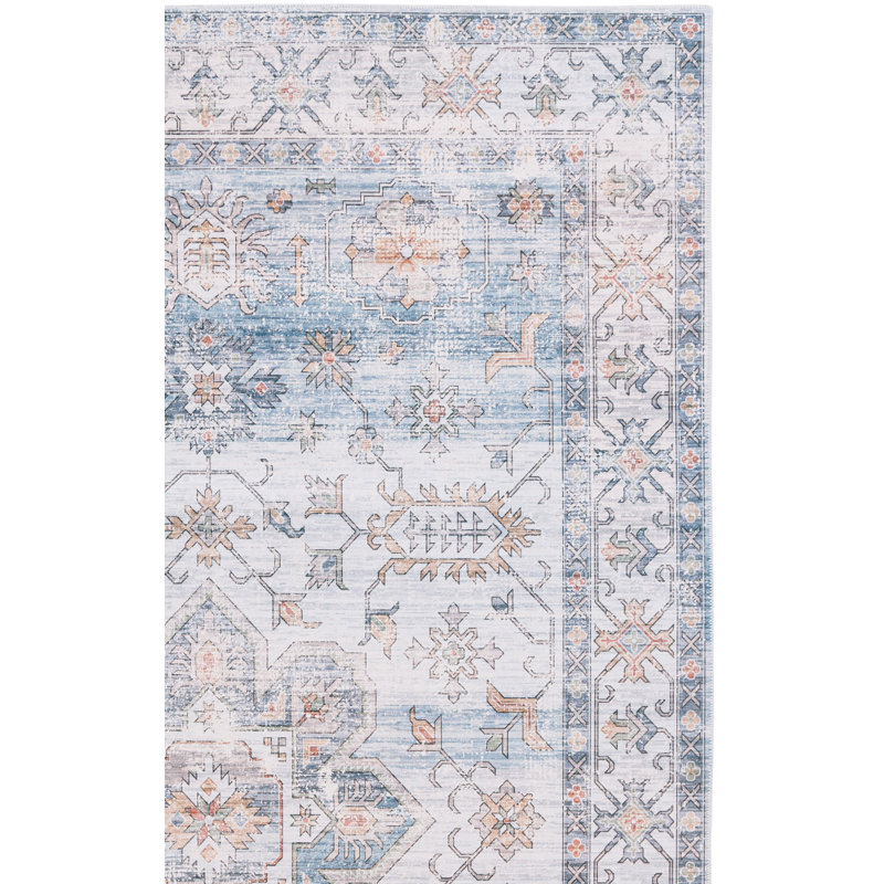 Tapis Arizona 128 bleu clair / ivoire, Carré 6 pi