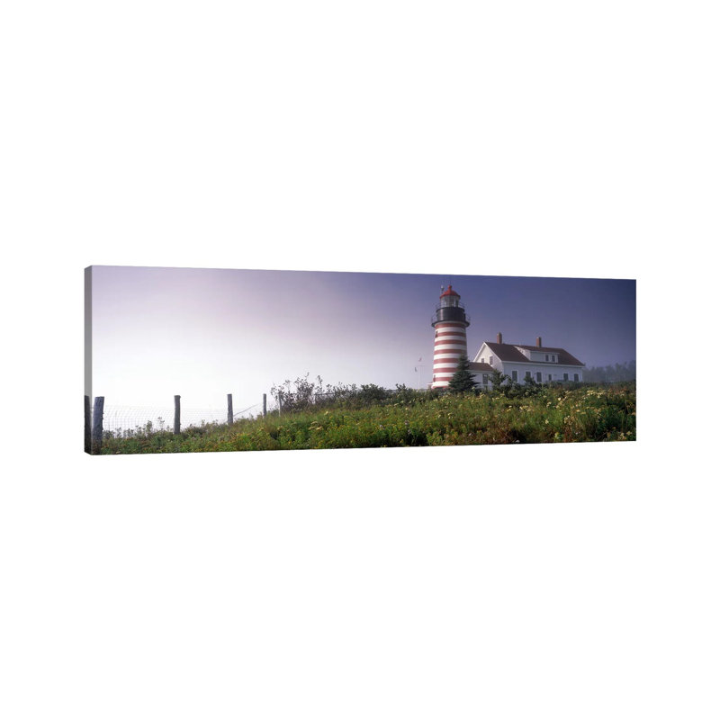 Low Angle View Of A Lighthouse - Wrapped Canvas Panoramic Print, 30.48 cm H x 91.44 cm W x 1.91 cm D