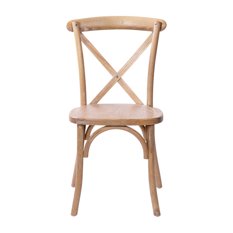 Arquit Stackable Cross-Back Wooden Bistro Chair, Medium Brown, 1