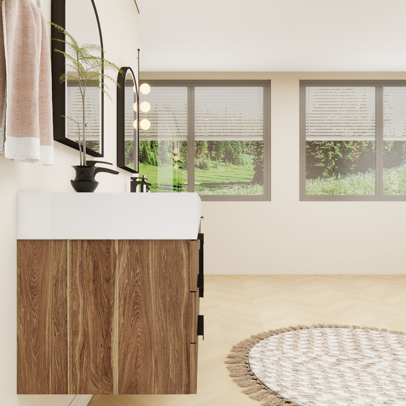 Ensemble de meuble-lavabo simple 84 po 84 po, Chêne naturel