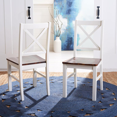 Ensemble de 2 chaises de salle à manger à dossier en X blanc et naturel Home Collection Akash (ensemble de 2)