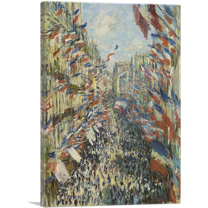 "La rue Montorgueil à Paris" par Claude Monet, reproduction d'art sur toile tendue, H 26 po x l 18 po x P 0,75 po