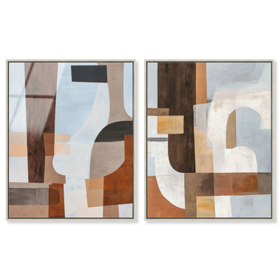 Ensemble de décorations murales de salon en bois avec impression acrylique encadrée par Art Remedy, cadre argenté, 20 x 24