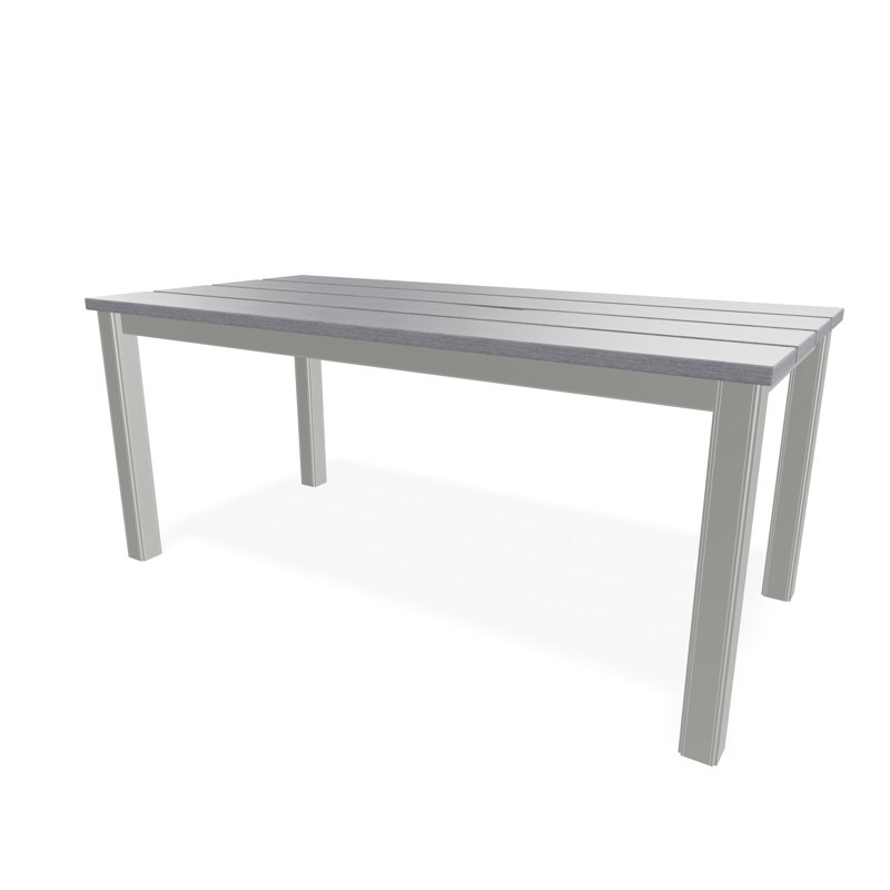 21" x 42" Rustic Polymer Outdoor Coffee Table, Gray/Snow