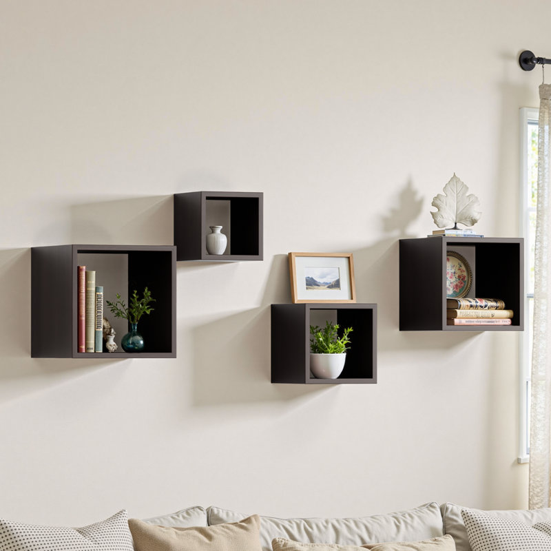 Flanigan Modern Abstract Wall Decor on Wood, Dark Walnut
