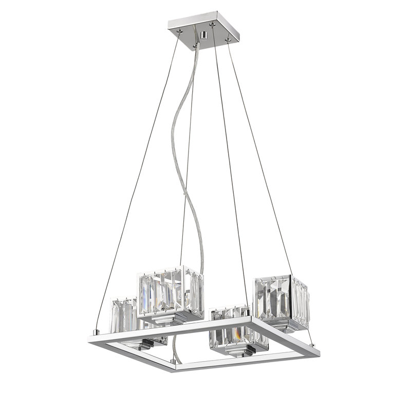 Lustre géométrique à 4 lumières avec accents de cristal Baltes