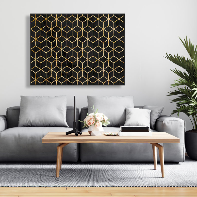 Symmetry Black Patterns Framed Canvas | Modern Home Decor