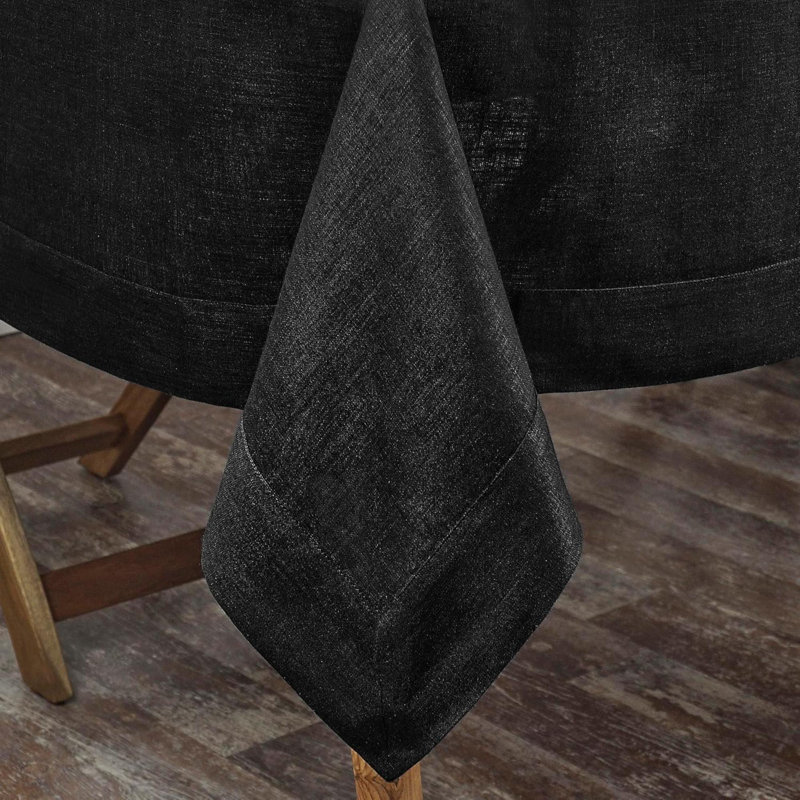 Nappe en lin - 100% lin noir pur - Nappe lavable à la machine pour les tables rectangulaires pour l'automne, Halloween, l'Action de grâce