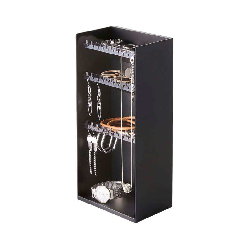 Compact Adjustable Black Metal Jewelry and Makeup Organizer