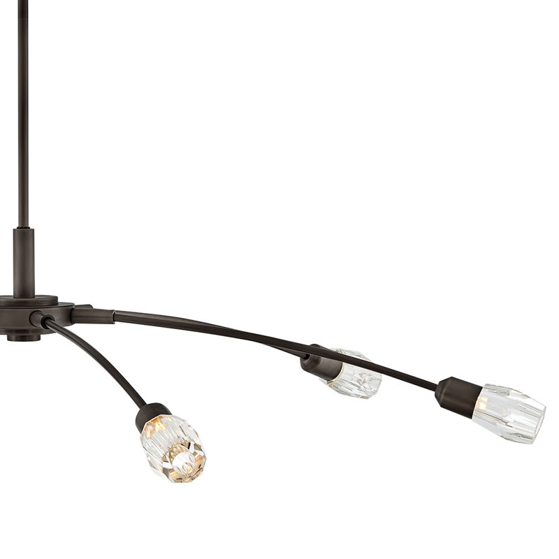 Atera 6 - Light Steel Dimmable Sputnik Modern Linear Chandelier, Black Oxide, 9.5" H x 45" W x 45" D