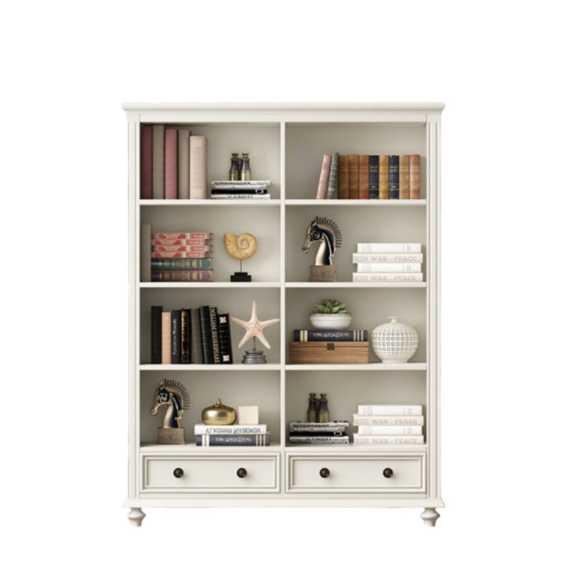 American country style bookcase, (4 Shelves) 58.66"H x 39.37"W x 13.78"D, White