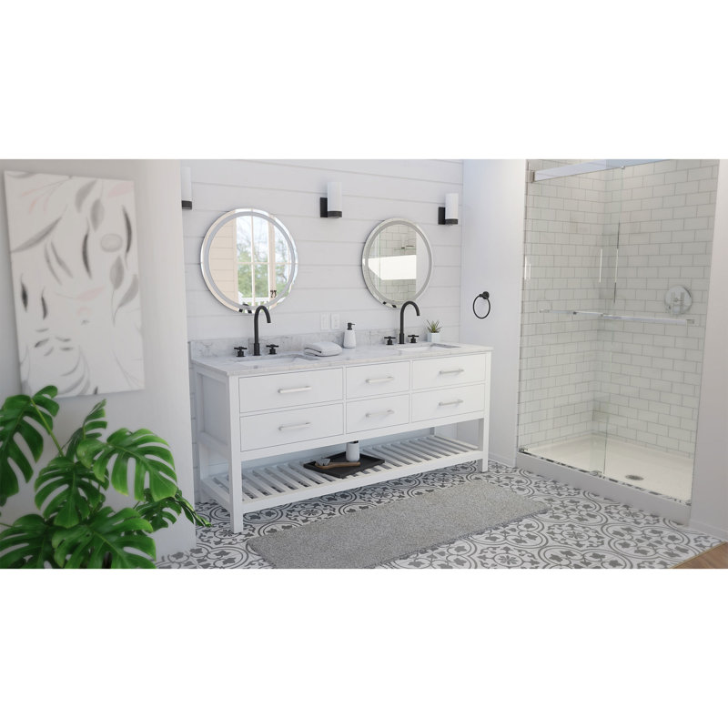 Ensemble de meuble-lavabo double 72 ", Blanc