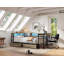 Cadre de lit d'angle avec bibliothèque et 2 tiroirs de rangement sous le lit, lit double moderne avec lumière DEL et station de charge, lit de jour moderne, interchangeable gauche et droite