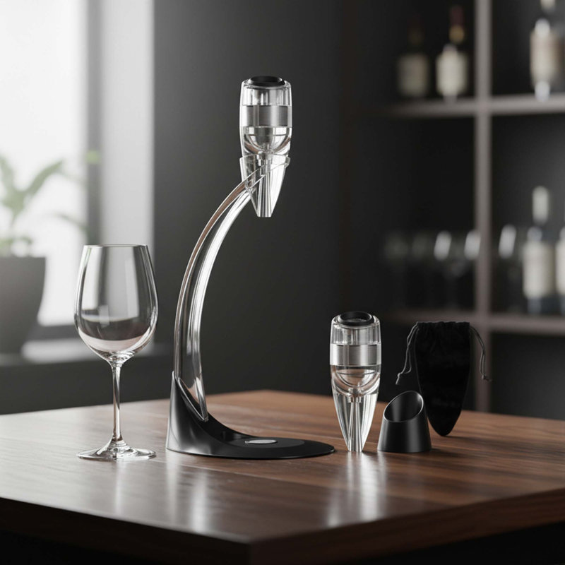 Verseur et décanteur de vin avec support à tour conçu pour une aération plus rapide
