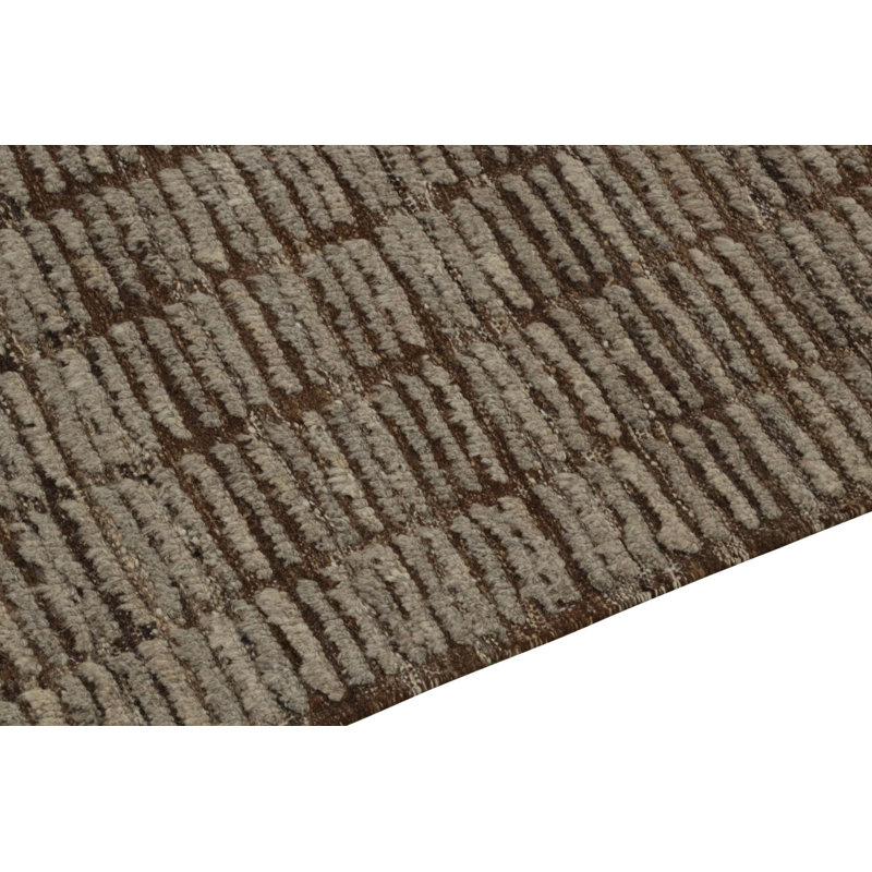 Wool Striped Area Rug in Brown/Gray