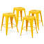 Tabourets de bar en métal jaune sans dossier, ensemble de 4, hauteur comptoir, 61 cm (24 pouces), non empilables, pour îlot de cuisine ou bar. Grande capacité de charge, imperméables, faciles à nettoyer et stables.