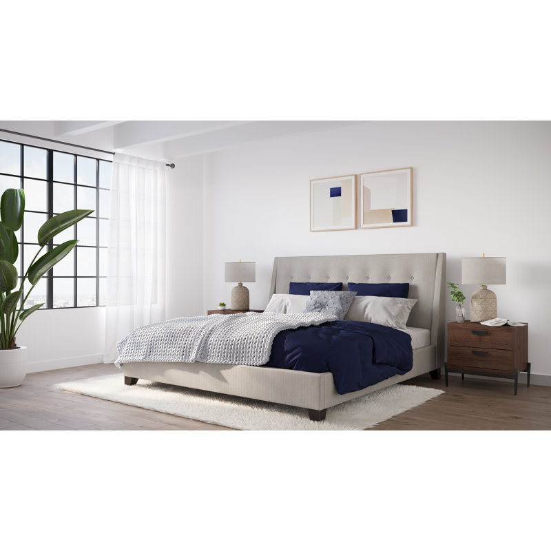 Upholstered Panel Bed, King