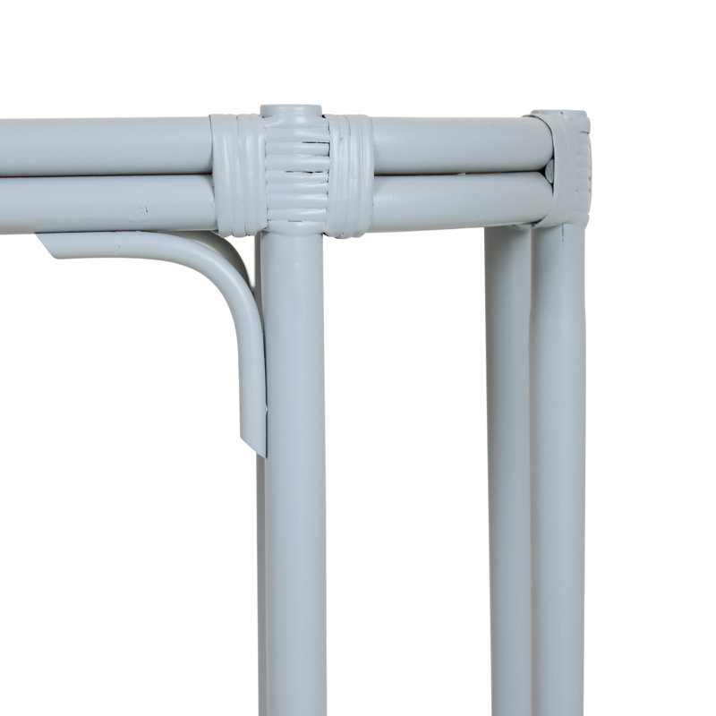 Table d'appoint ovale en rotin Wren, bleu / naturel, Bleu