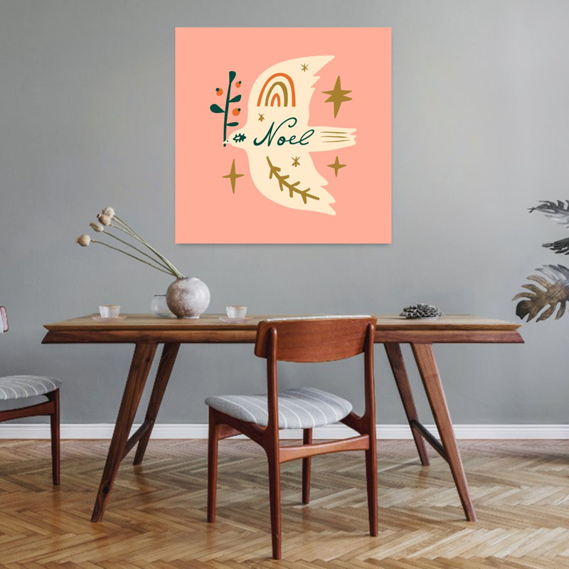 Happychristmasno04 Minimalist Modern Whimsical Bird Winter Landscape Wall Art Print 1 Piece Wrapped Canvas Wall Art