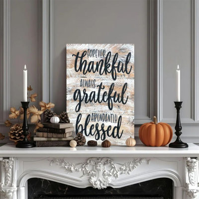 1 pièce encadrée thème de gratitude de peinture Knarr, texte manuscrit, style grain de bois rétro