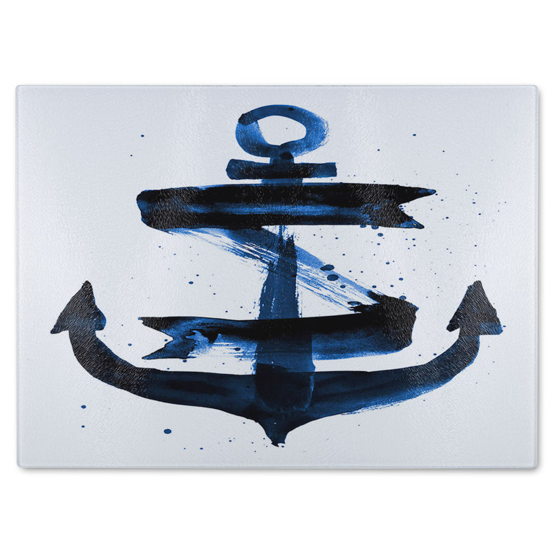 Watercolour Anchor Glass Chopping Board
