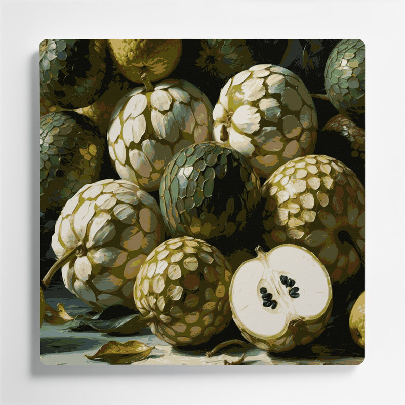 «Fruit Cherimoya Brown», art mural en métal, H 8 po x l 8 po