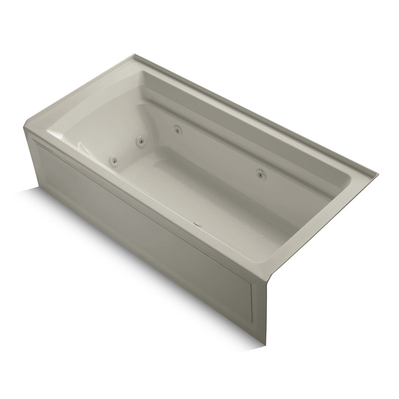 Archer 72" x 36" Tile In Whirpool Acrylic Bathtub, Sandbar, Left