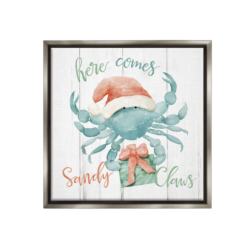 «Nautical Sandy Claws Crab» par Deane Beesley sur, Cadre flottant gris lustré, H 18 po x l 18 po