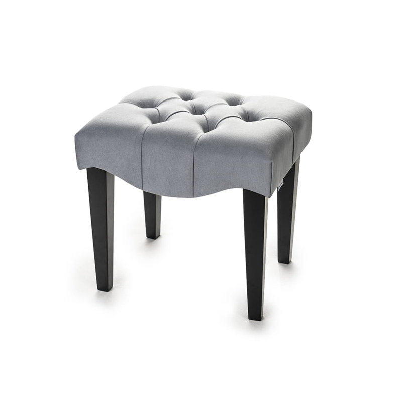 45cm Wide Velvet Tufted Rectangle Footstool Ottoman, Black