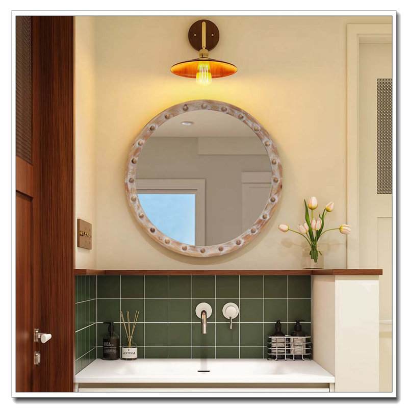 Vintage Rustic Round Wall Mirror