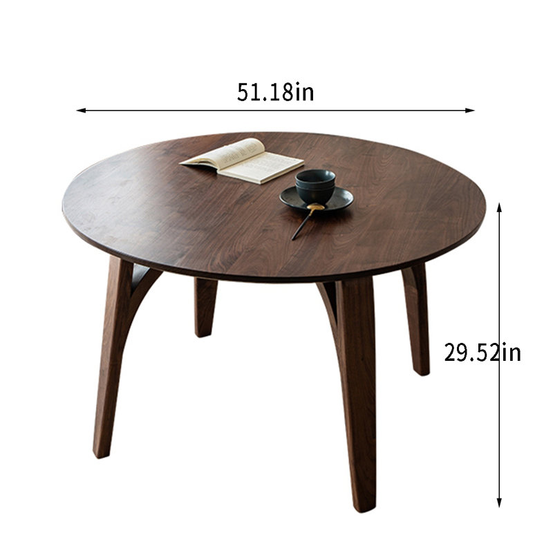 Solid Walnut-Cherry Wood Dining Table Cherry Round Solid Wood Dining Table, 51.18" W x 51.18" L