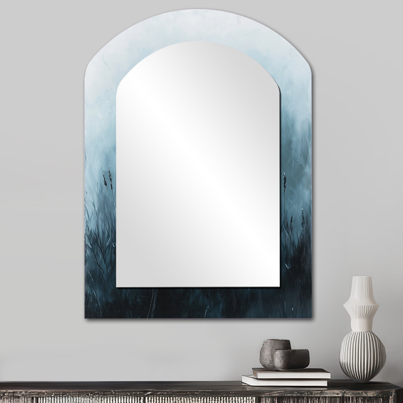 Quiet Seedling Pissenlit dans le minimalisme III - miroir mural asymétrique pissenlit unique, 34 po x 25 po