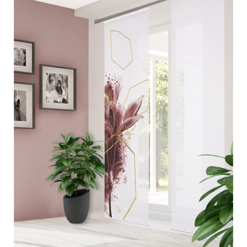 Semi Sheer Sliding Panel Single Panel, Rose