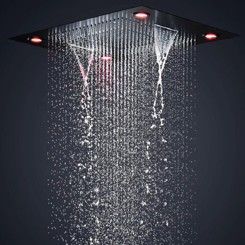 Système de douche complet avec système de douche à pluie et pluie complète, Noir
