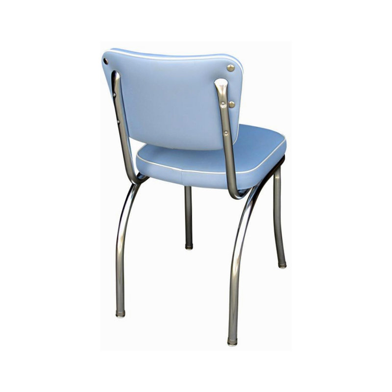 Chaise de salle à manger rembourrée rétro, Bleu Bristol