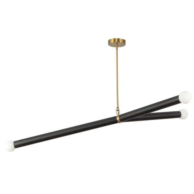 Calla 3 - Light LED Chandelier, Brushed Gold/Black Vegan Leather