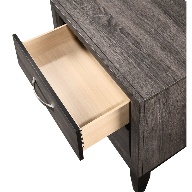 Table de chevet contemporaine pour chambre à coucher - deux tiroirs de rangement, gris et gris 2 fonctionnels pour la maison