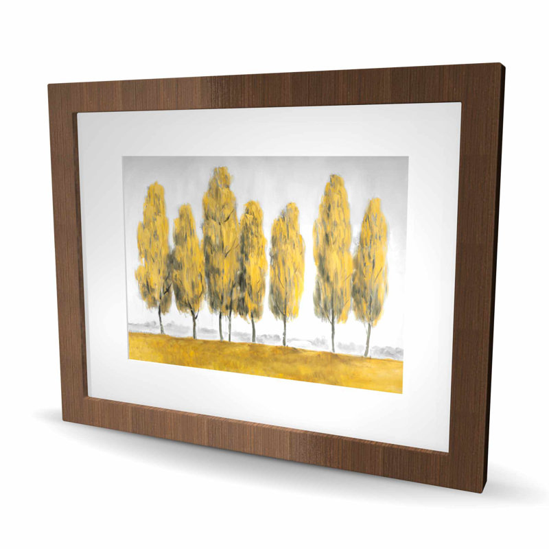 Abstraits arbres jaunes - reproduction encadrée avec passe-partout pour la décoration intérieure