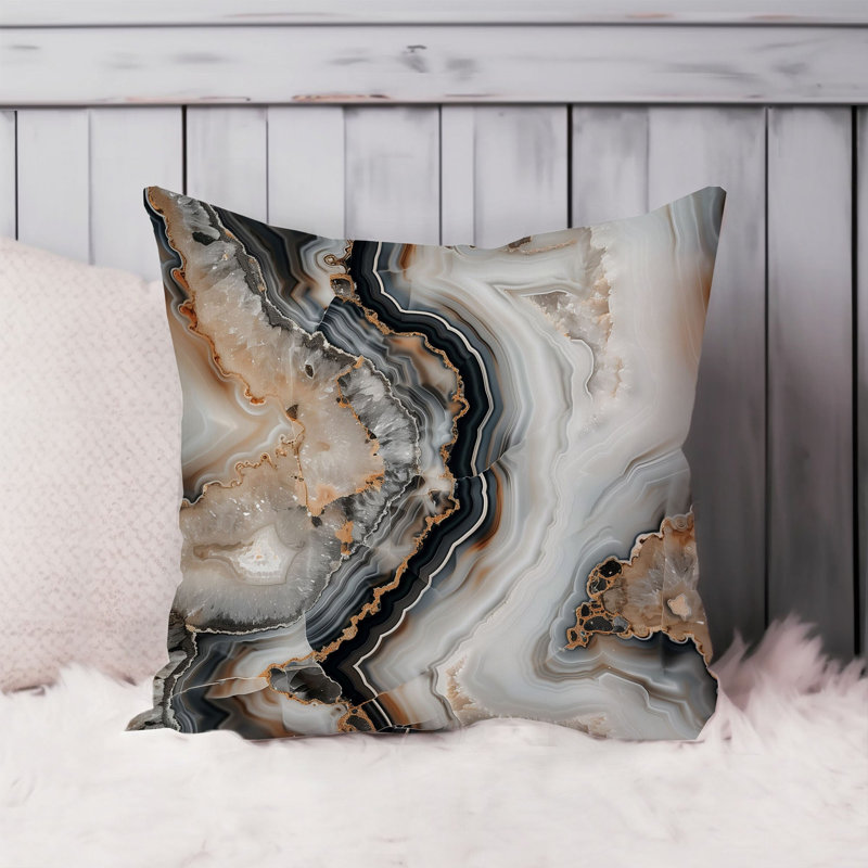 Abstract Gray Marble Geode Pattern VII Modern, 18"H x 18"W