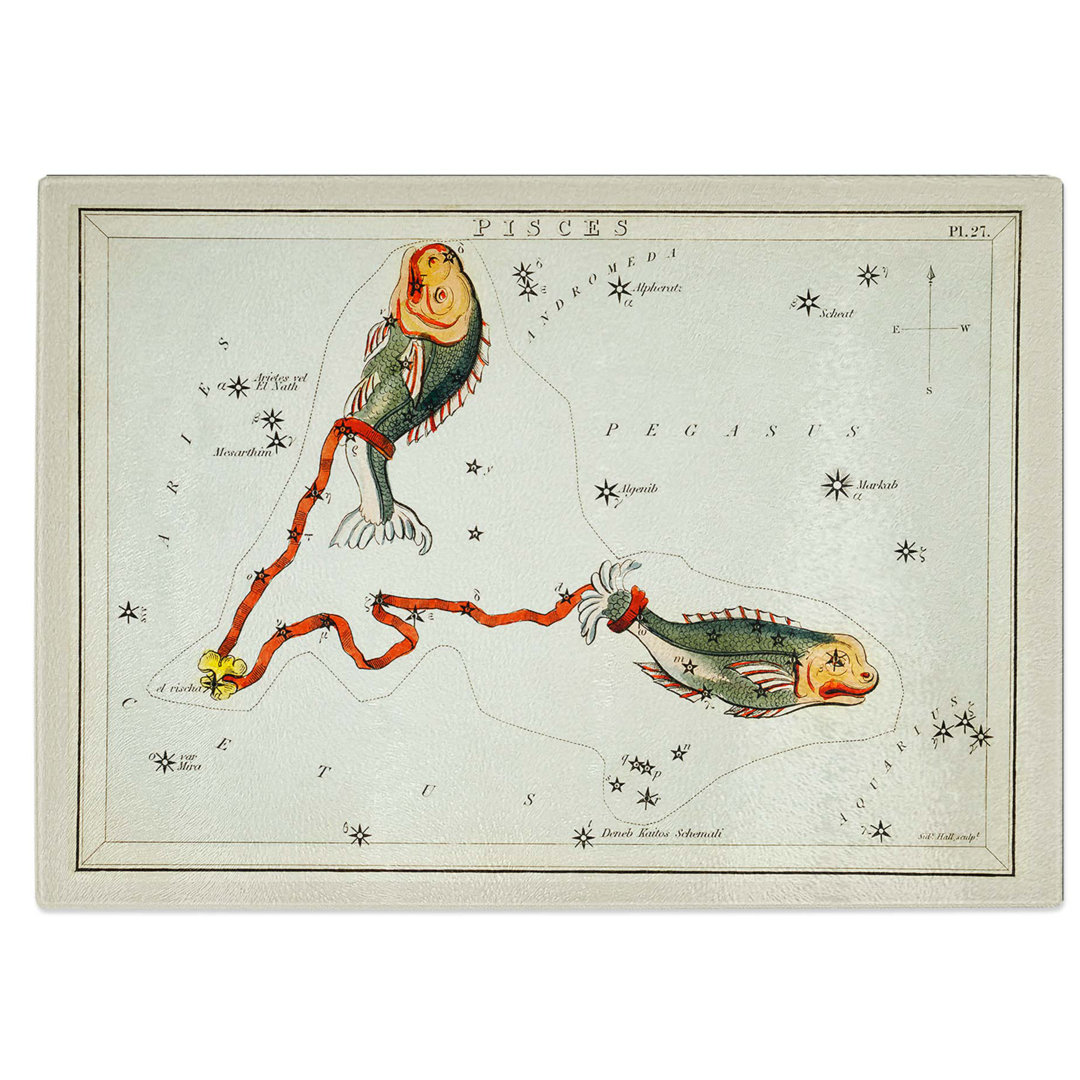 Tempered Glass Astronomical Zodiac Chart of the Pisces Chopping Board
