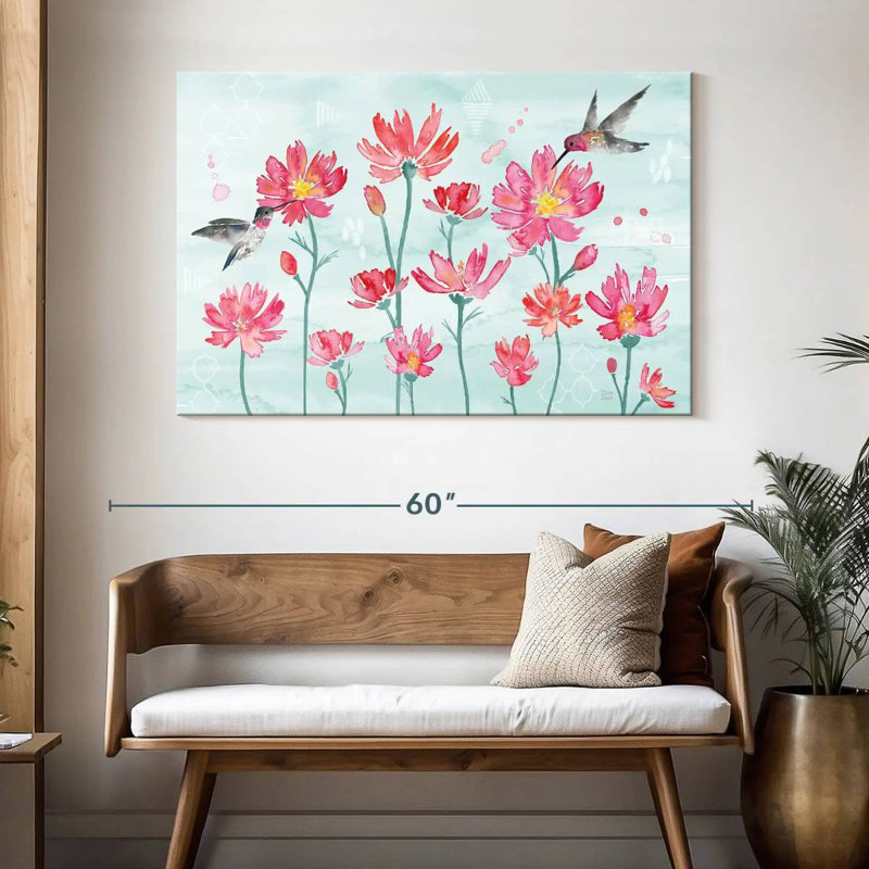 Harnek fleurs et plumes III, H 32 po x l 48 po