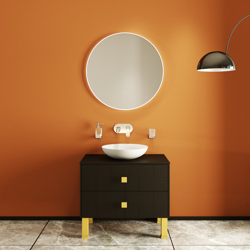 Meuble-lavabo autoportant avec lavabo Spruha-F_Modern, Noir mat