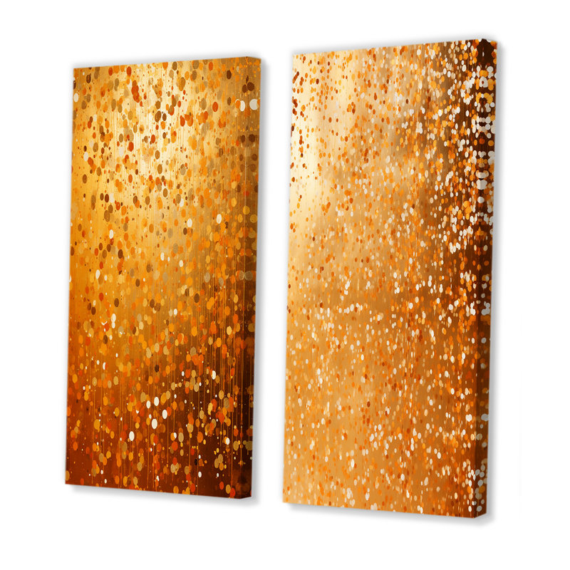 Golden Dot Sunset Reverie I - ensemble de 2 décorations murales abstraites, H 32 po x l 33 po, Toile tendue