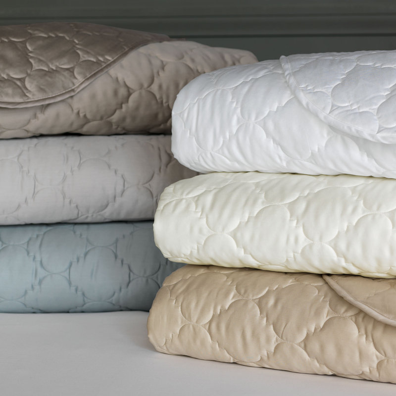 Viola Modern & Contemporary Sateen Coverlet, Queen Coverlet, White