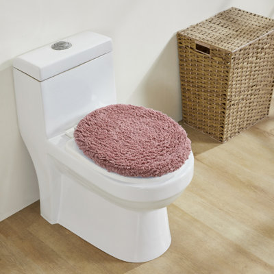 Lux Collection Premium 100% Cotton Extra Soft & Machine Washable Tufted Elongated Toilet Lid Covers, 18” x 20”
