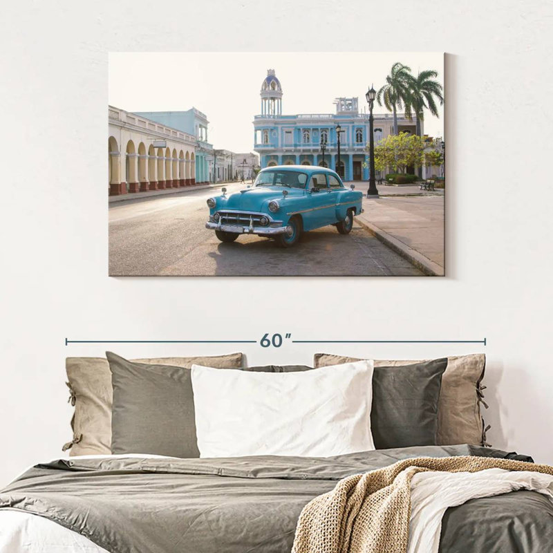 Voiture cubaine bleue Mehar, H 32 po x l 48 po