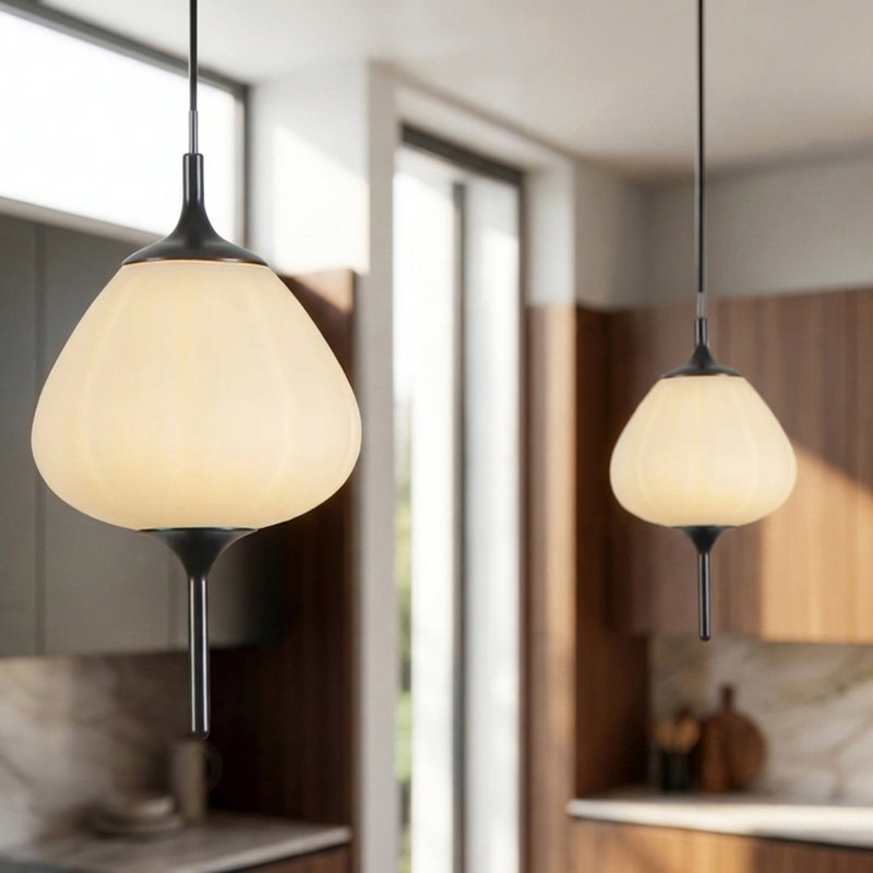 Luminaire suspendu en verre 1 lumière DEL avec hauteur réglable Lecce