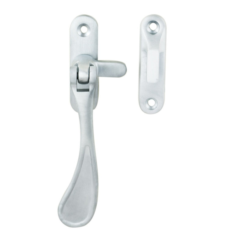 Germund Reversible Casement Fastener with Hook and Mortice Plate, Satin Chrome