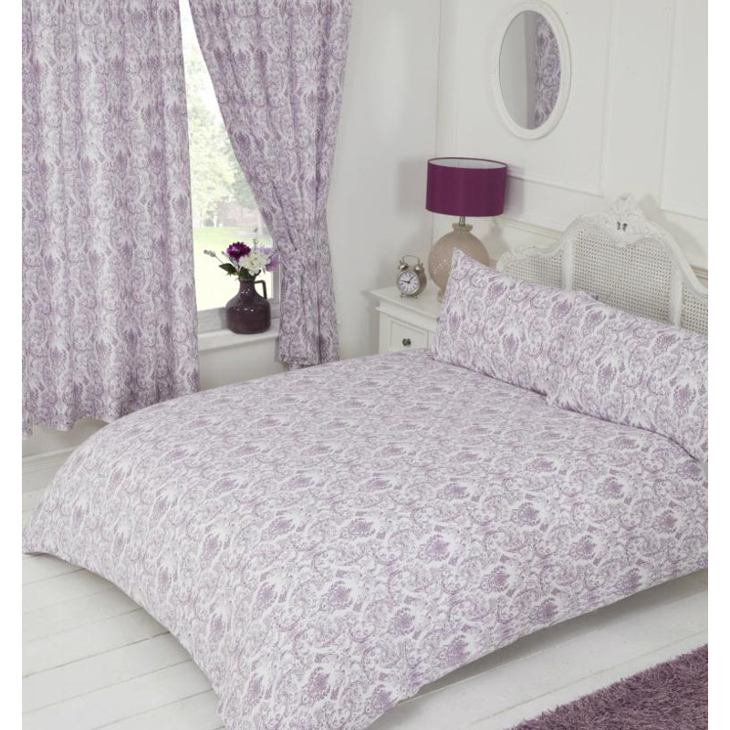 Annette Giovanni  132 TC Duvet Cover Set, Plum, Double Duvet Cover + 2 Standard Pillowcases