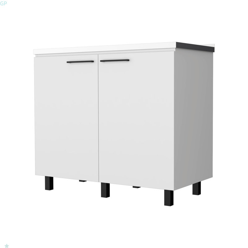 2 éviers utilitaires et une armoire, Argenté / blanc